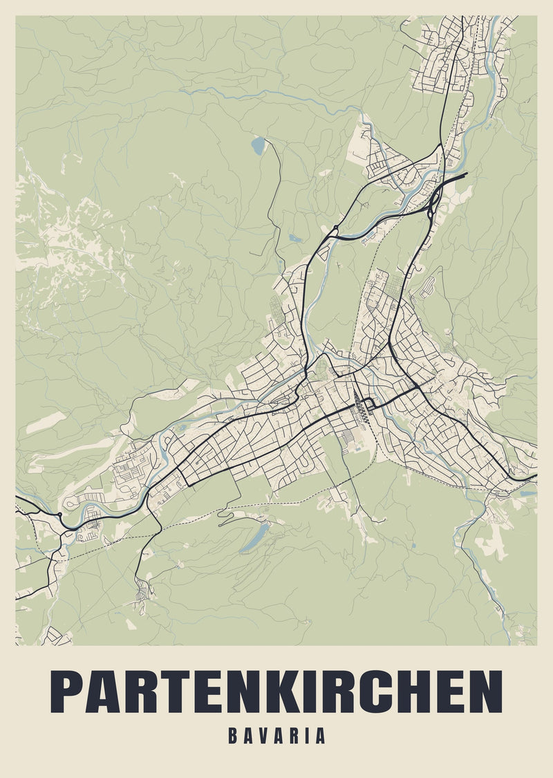 Partenkirchen Street Map Poster