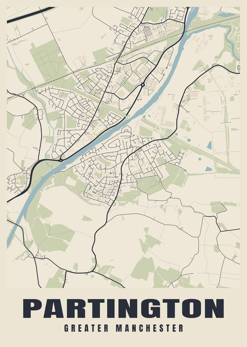 Street map poster of Partington, Greater Manchester