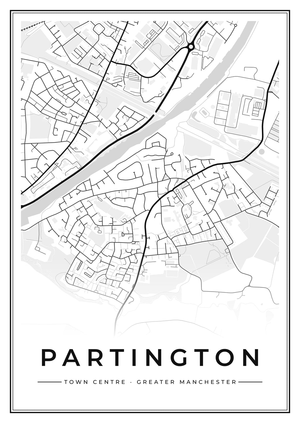 Street map poster of Partington town centre, Greater Manchester