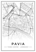 Street map poster of Pavia town centre, Lombardy