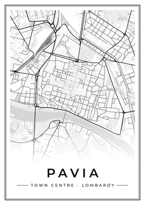 Pavia Town Centre Street Map Poster