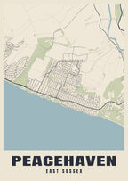 Street map poster of Peacehaven, East Sussex