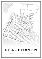 Street map poster of Peacehaven town centre, East Sussex