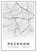 Street map poster of Peckham, Southwark, London