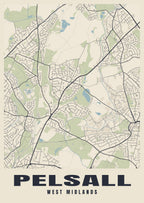 Street map poster of Pelsall, West Midlands