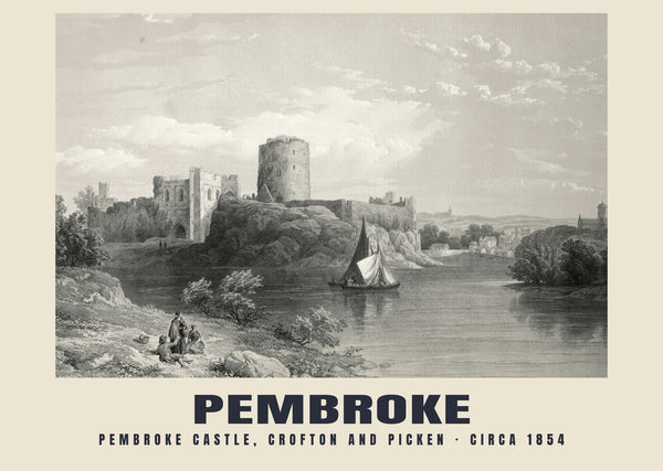 Zamek Pembroke, Crofton i Picken — około 1854 · Reprodukcja historycznej litografii