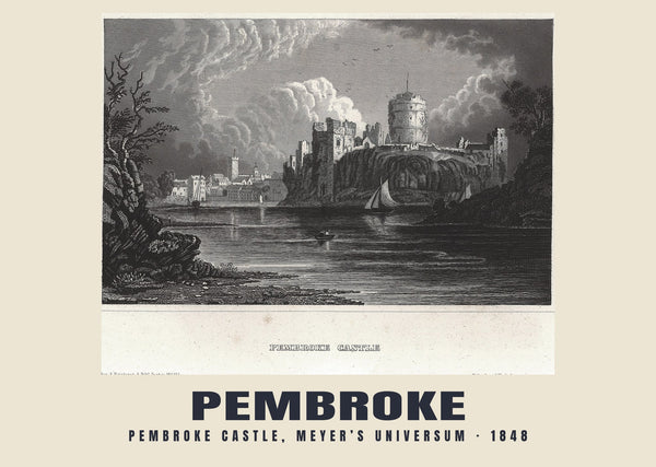 Zamek Pembroke, Meyer’s Universum — 1848 · Reprodukcja historycznej ryciny