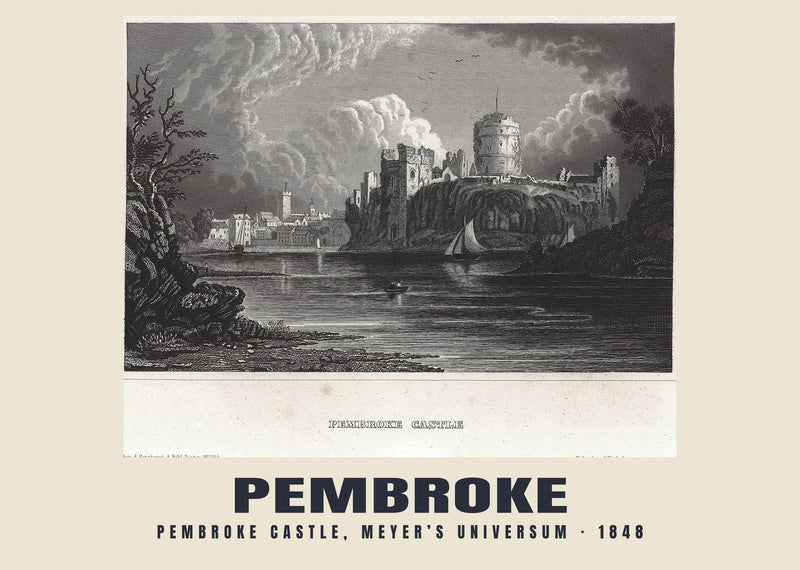 Zamek Pembroke, Meyer’s Universum — 1848 · Reprodukcja historycznej ryciny