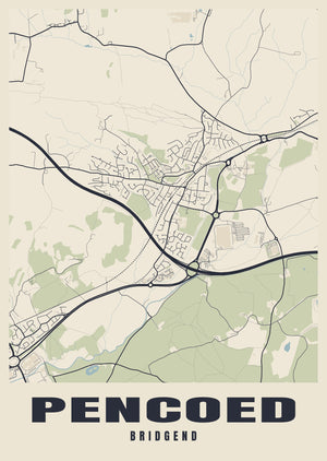 Pencoed Street Map Poster