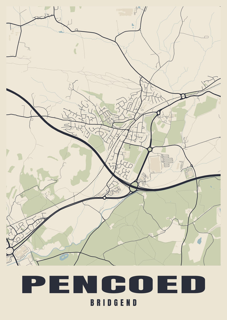 Pencoed Street Map Poster