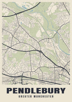 Street map poster of Pendlebury, Greater Manchester