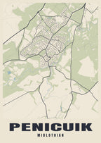 Street map poster of Penicuik, Midlothian