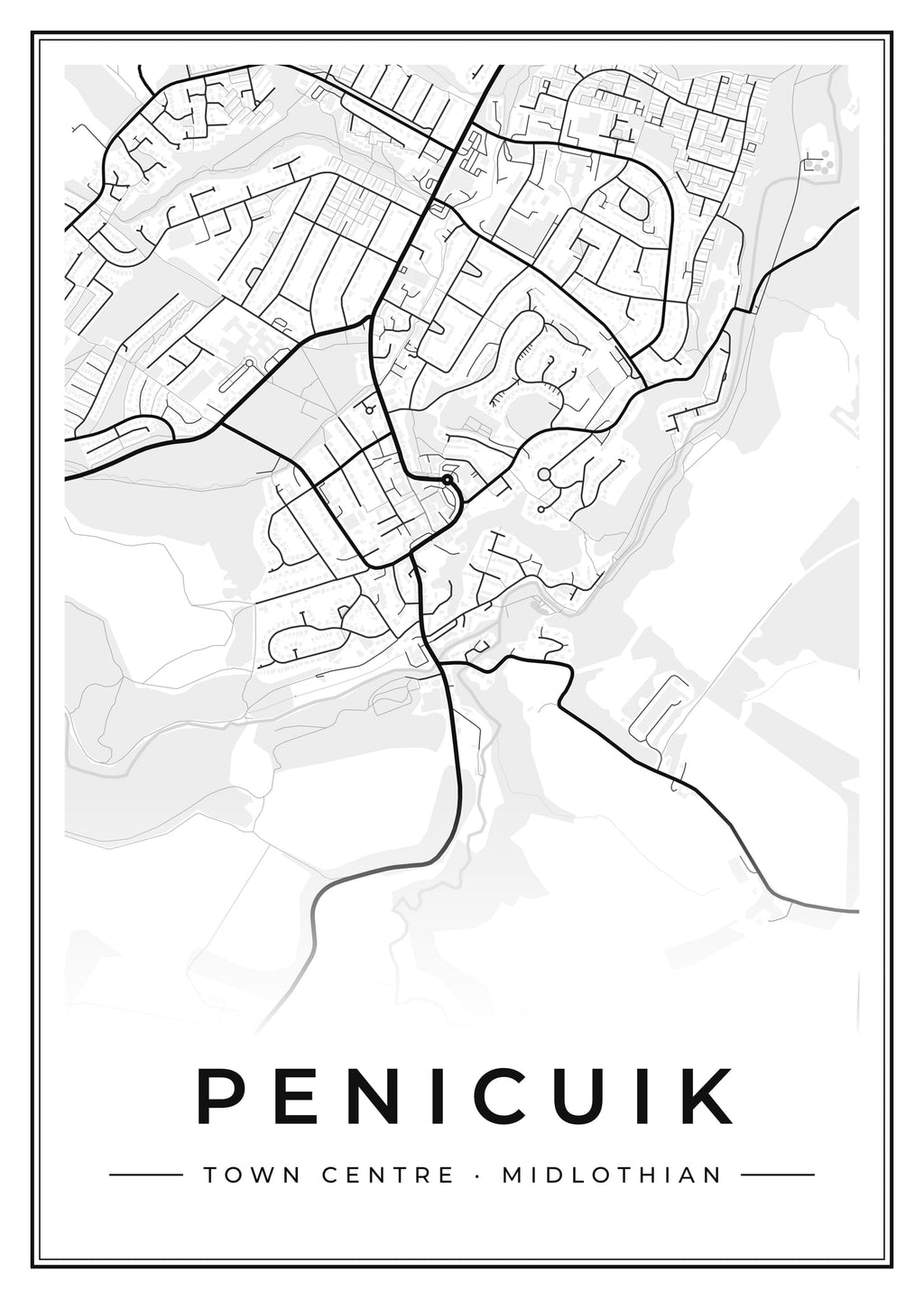 Street map poster of Penicuik town centre, Midlothian