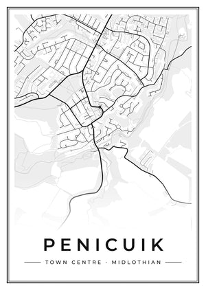 Penicuik Town Centre Street Map Poster