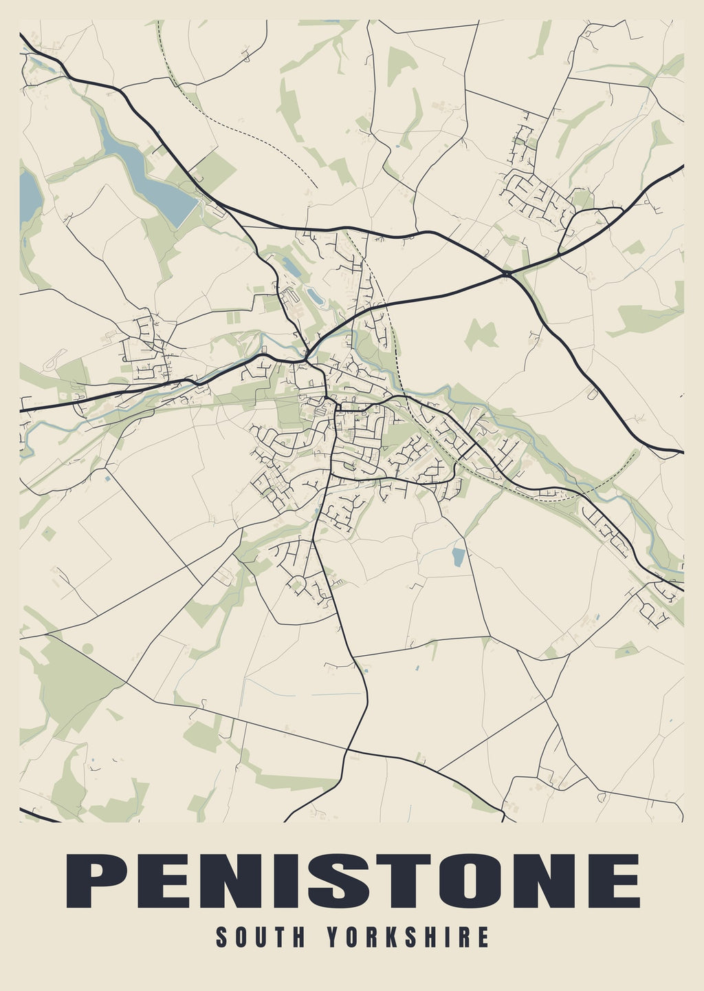 Street map poster of Penistone, South Yorkshire