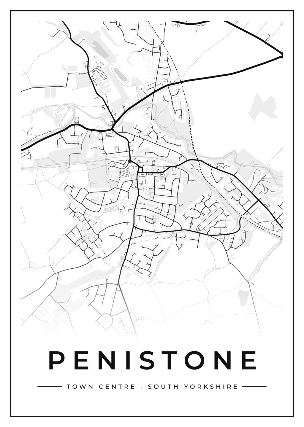 Street map poster of Penistone town centre, South Yorkshire