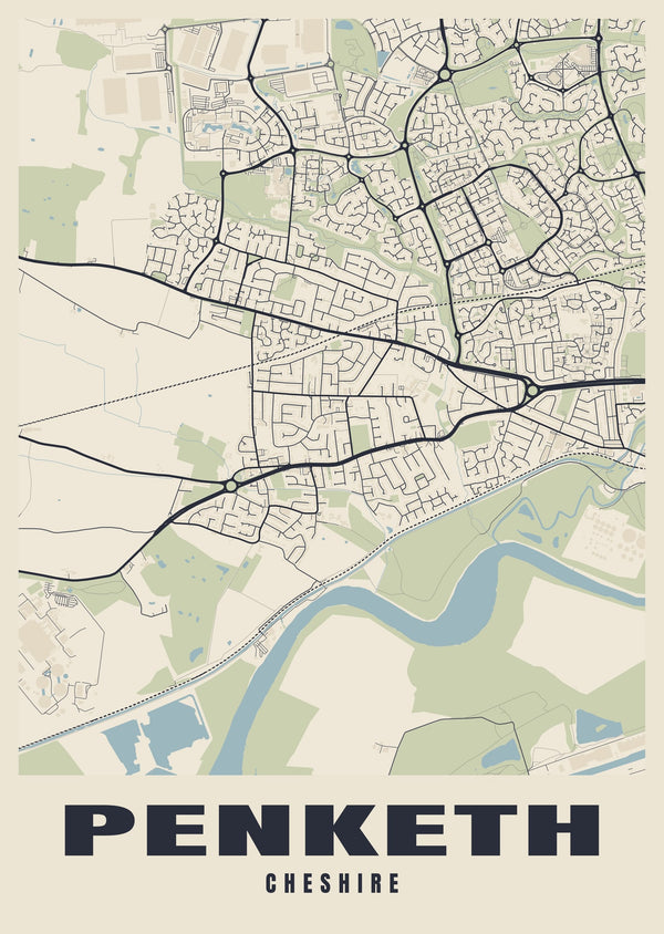 Penketh Street Map Poster