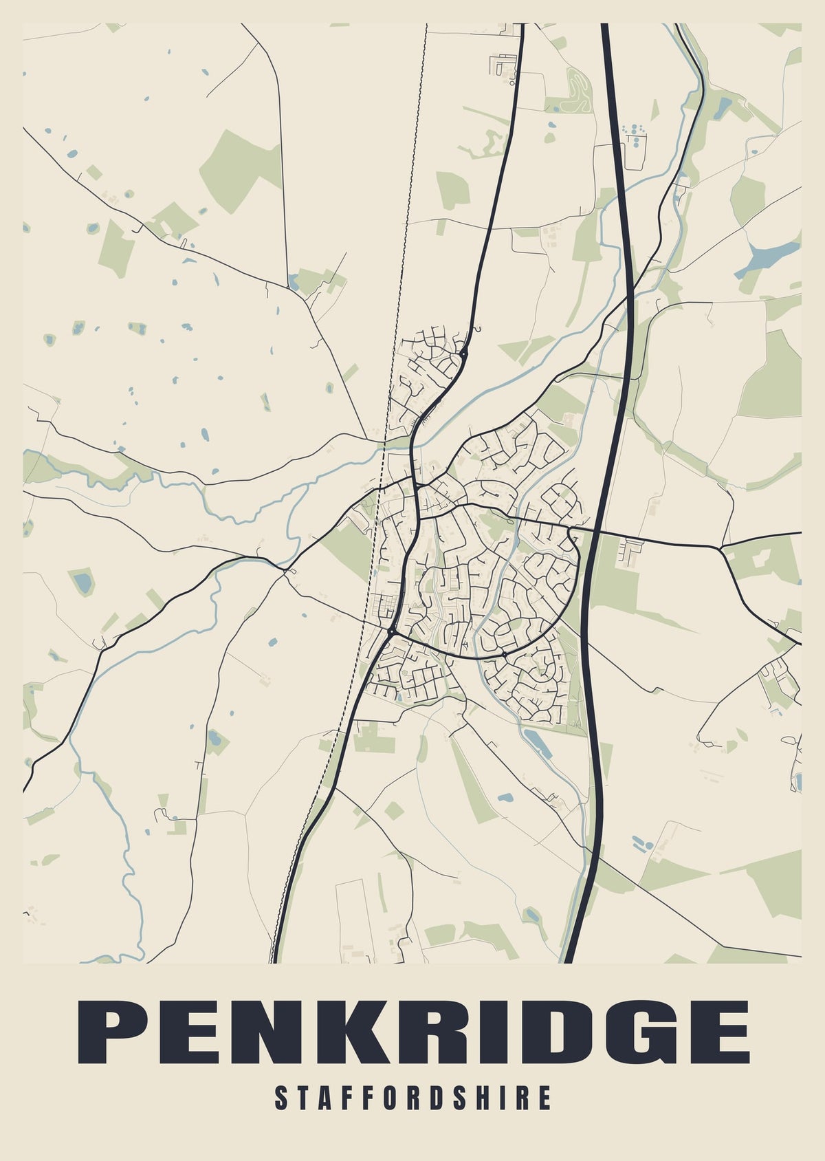 Street map poster of Penkridge, Staffordshire