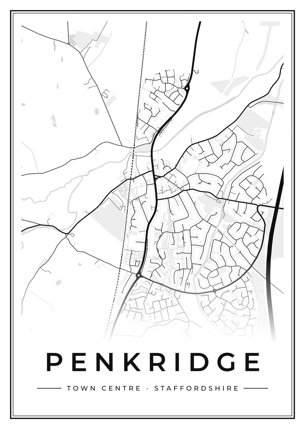 Street map poster of Penkridge town centre, Staffordshire