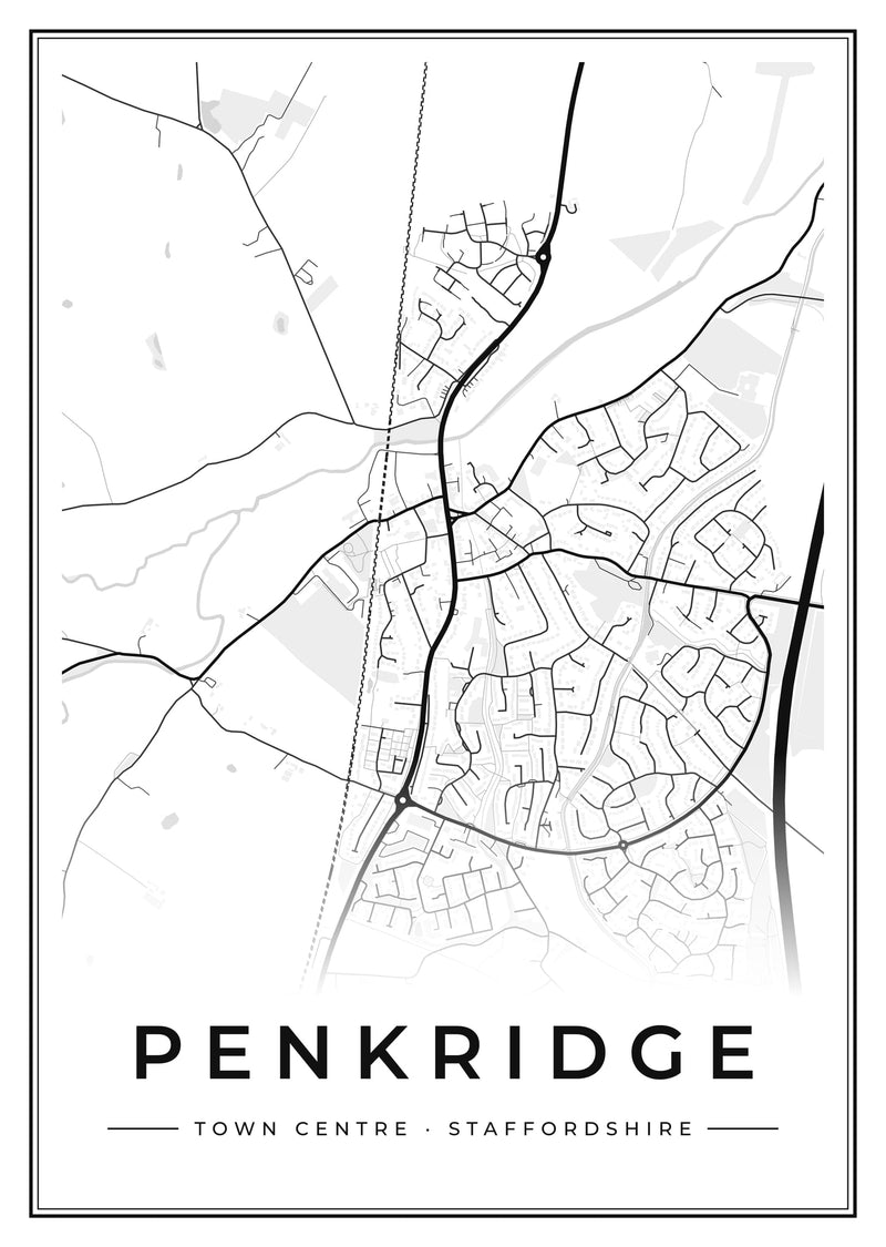 Penkridge Town Centre Street Map Poster