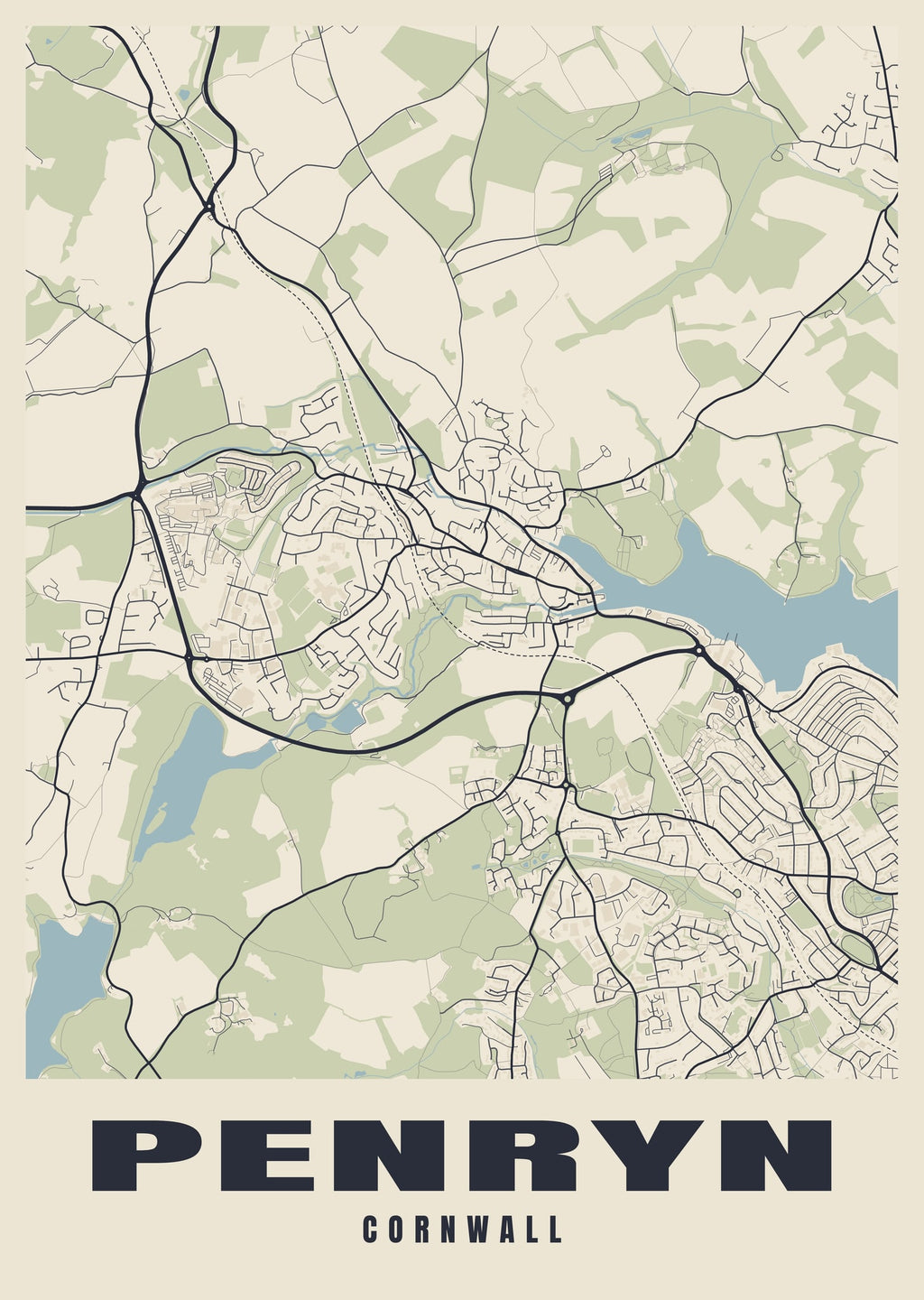 Street map poster of Penryn, Cornwall