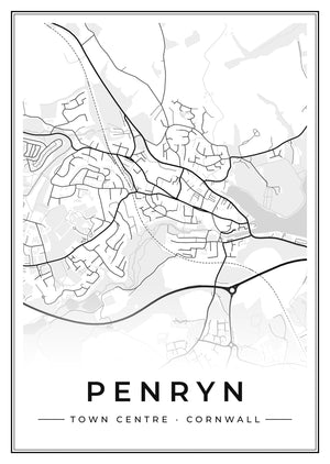 Penryn Town Centre Street Map Poster