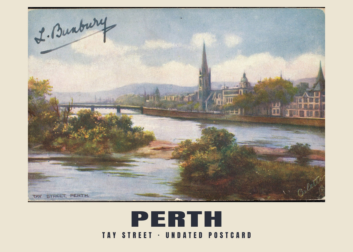 Tay Street, Perth — Historic illustrated postcard print, 20th century
