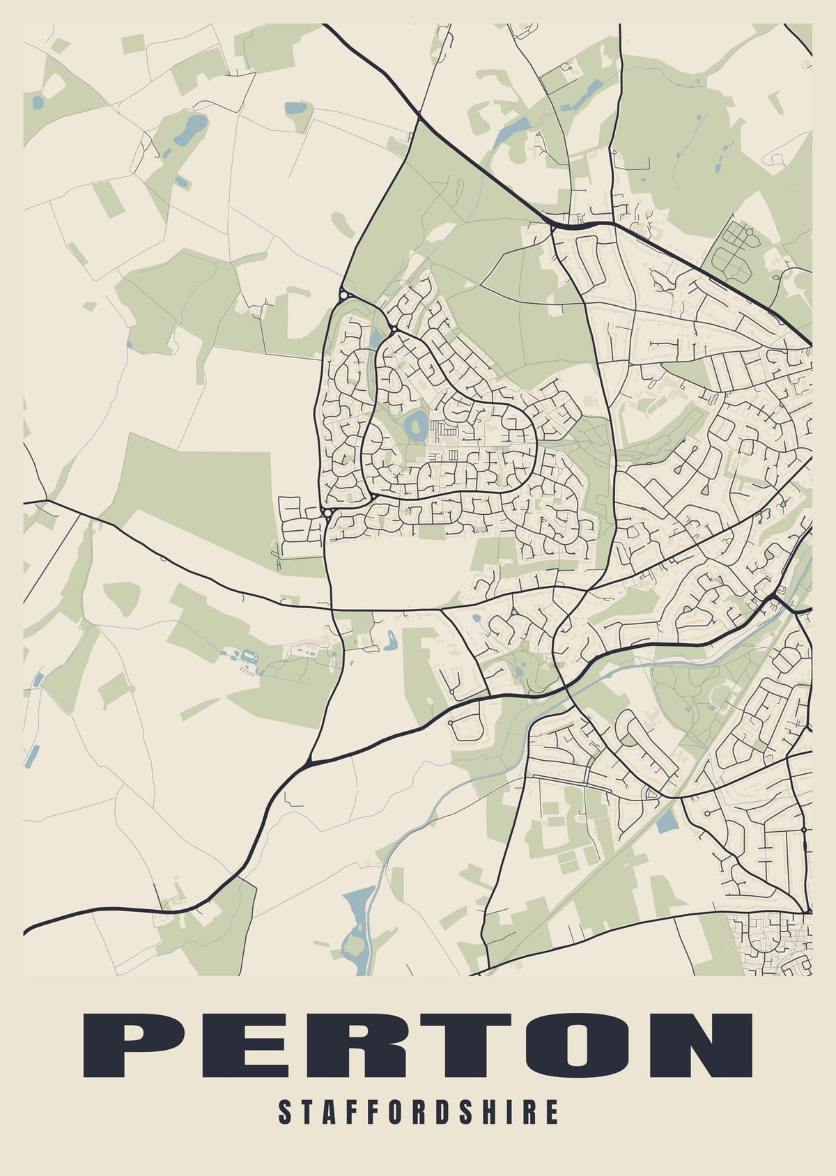 Street map poster of Perton, Staffordshire