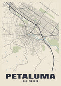 Street map poster of Petaluma, California
