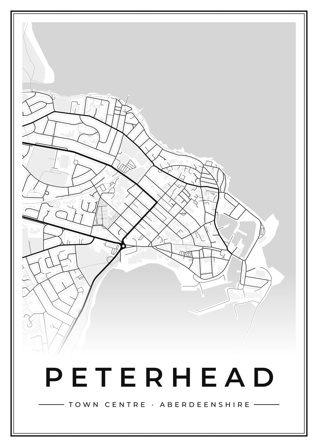 Street map poster of Peterhead town centre, Aberdeenshire