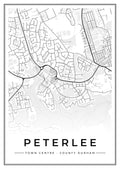 Street map poster of Peterlee town centre, County Durham
