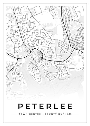 Peterlee Town Centre Street Map Poster