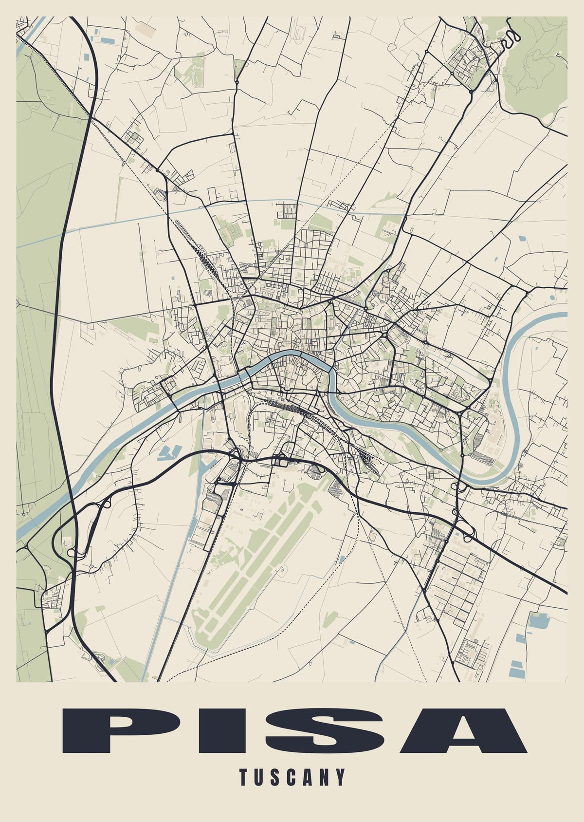 Street map poster of Pisa, Tuscany