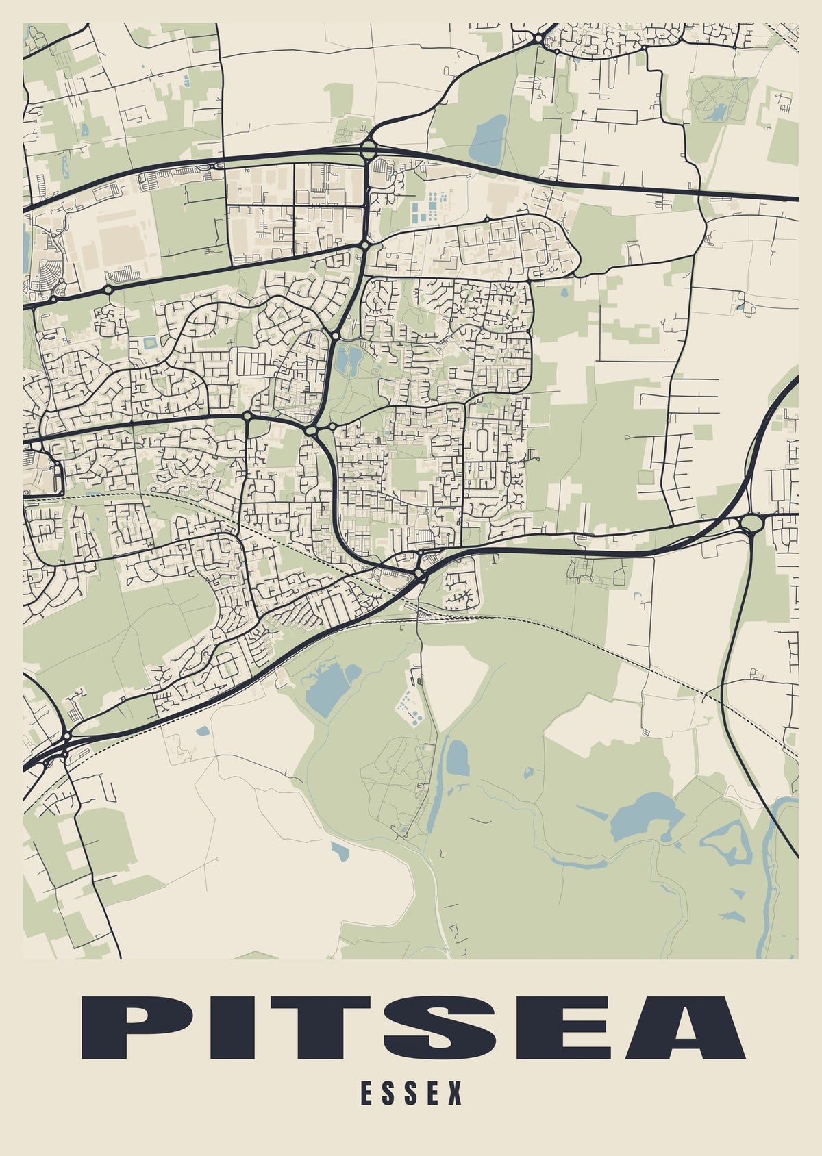 Street map poster of Pitsea, Essex