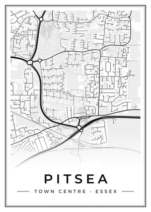 Pitsea Town Centre Street Map Poster