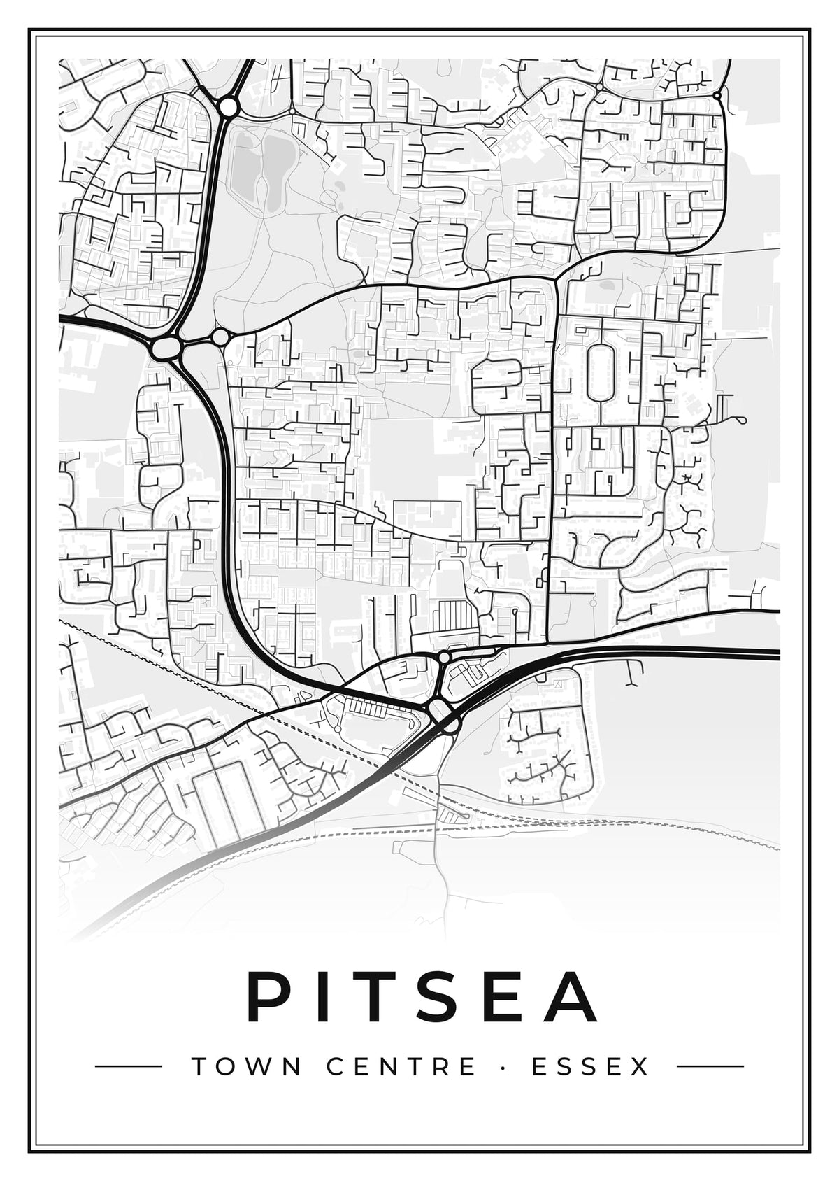 Street map poster of Pitsea town centre, Essex