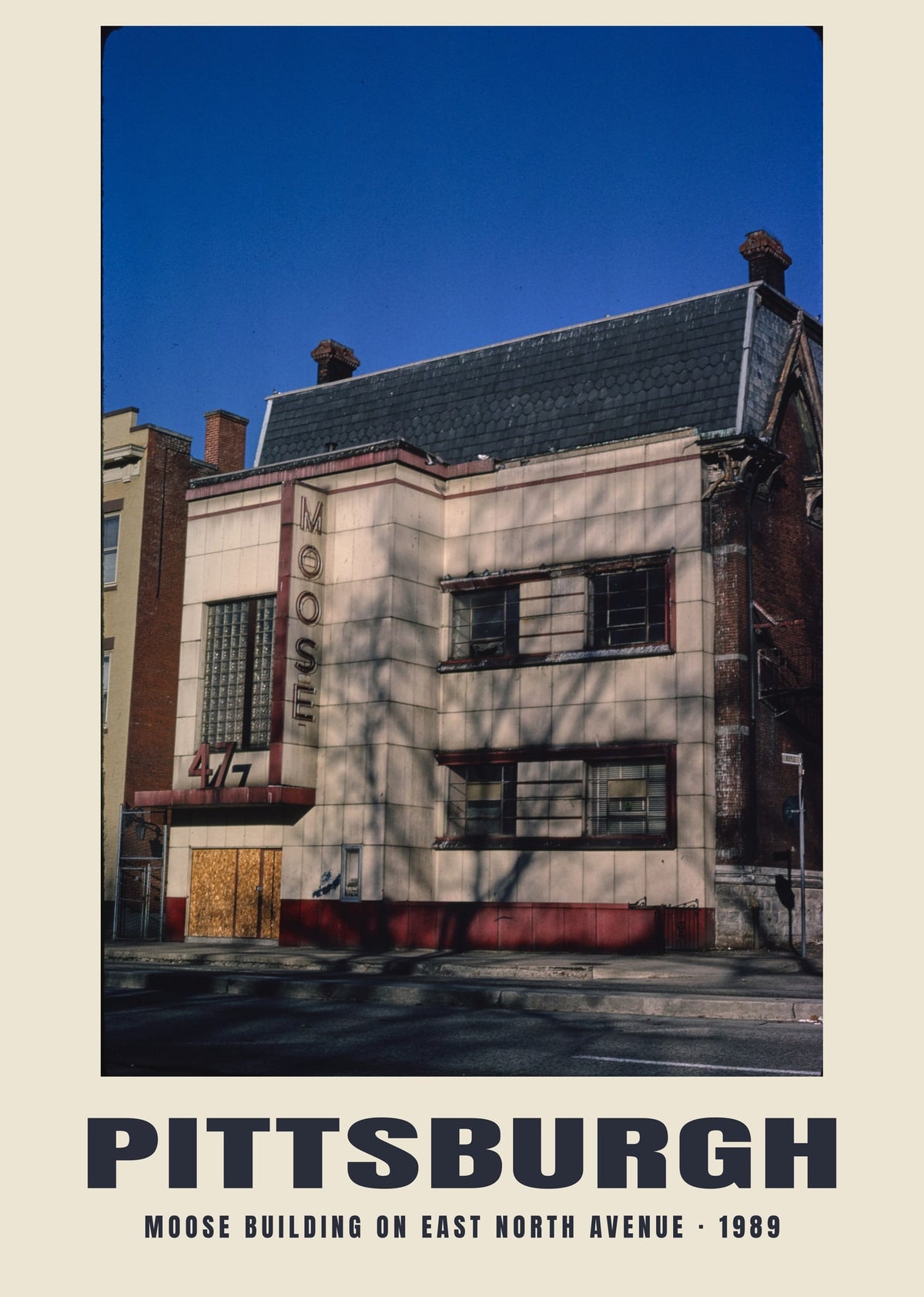 Moose Building on East North Avenue, Pittsburgh — Historic photograph print, 1989