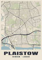 Heritage street map poster of Plaistow, Newham, London