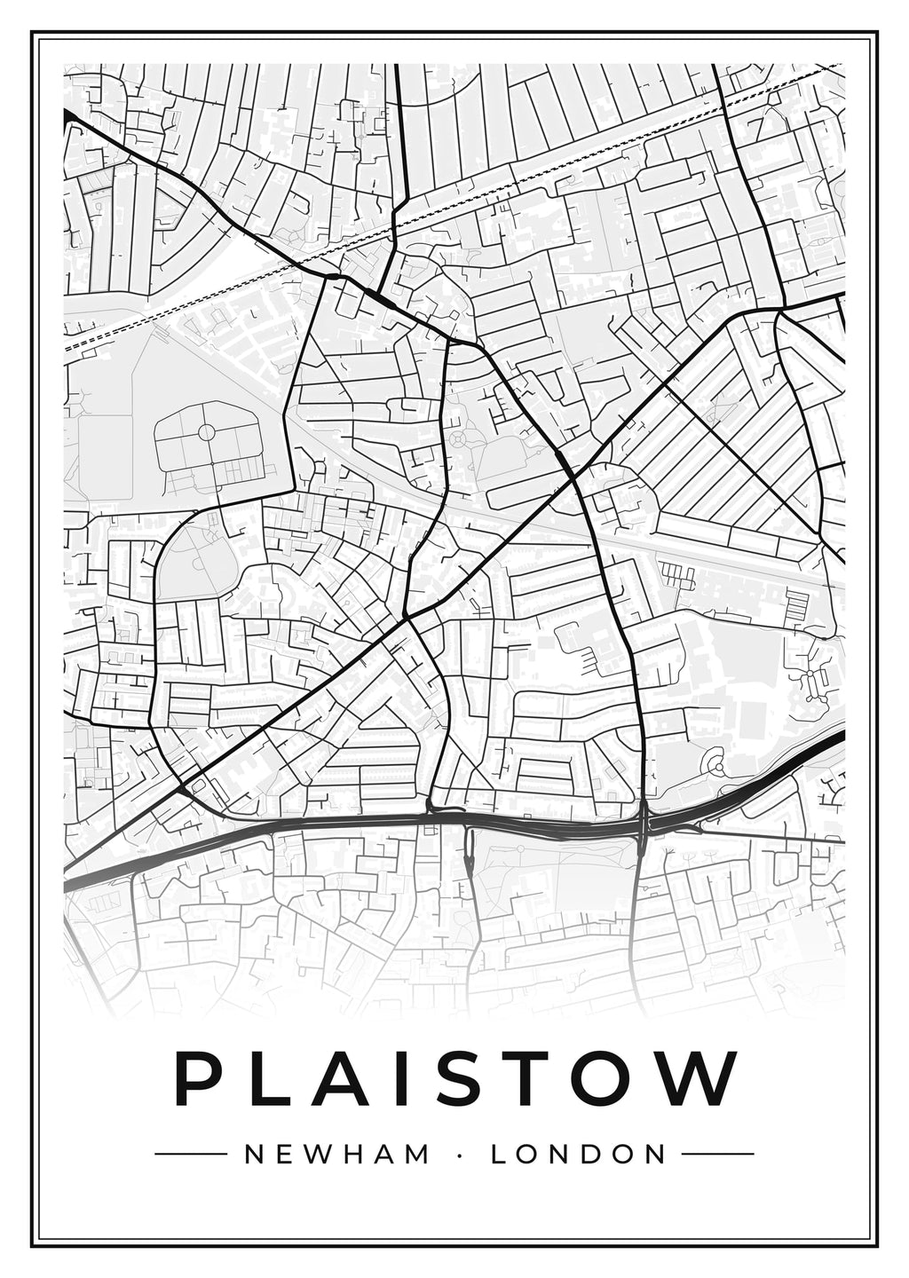 Street map poster of Plaistow, Newham, London