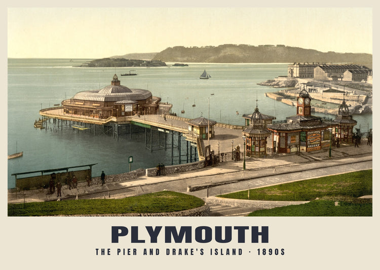 The Pier and Drake's Island, Plymouth, c. 1890–1900 Heritage Print