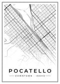 Street map poster of downtown Pocatello, Idaho