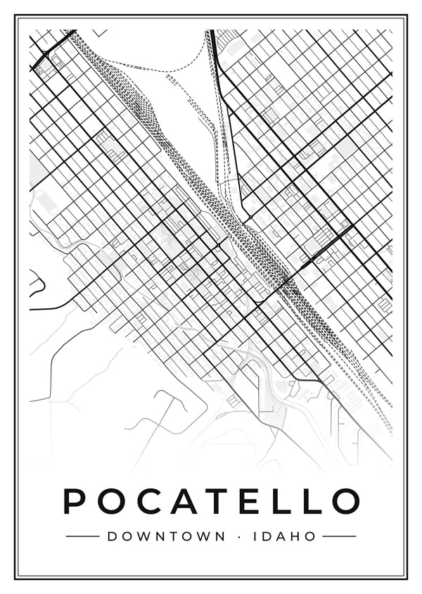 Pocatello Downtown Street Map Poster