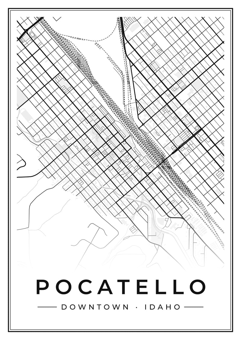 Pocatello Downtown Street Map Poster