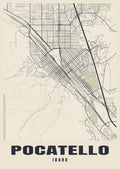 Street map poster of Pocatello, Idaho