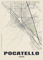 Street map poster of Pocatello, Idaho