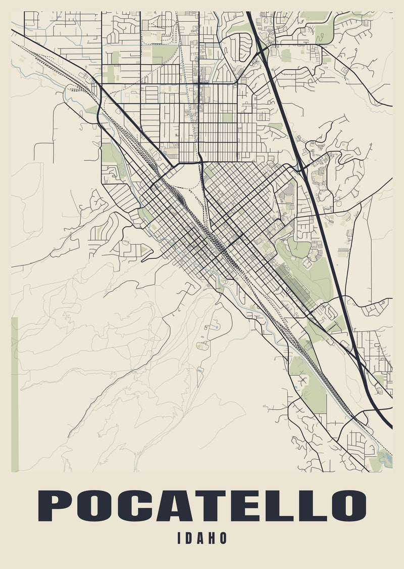 Pocatello Street Map Poster