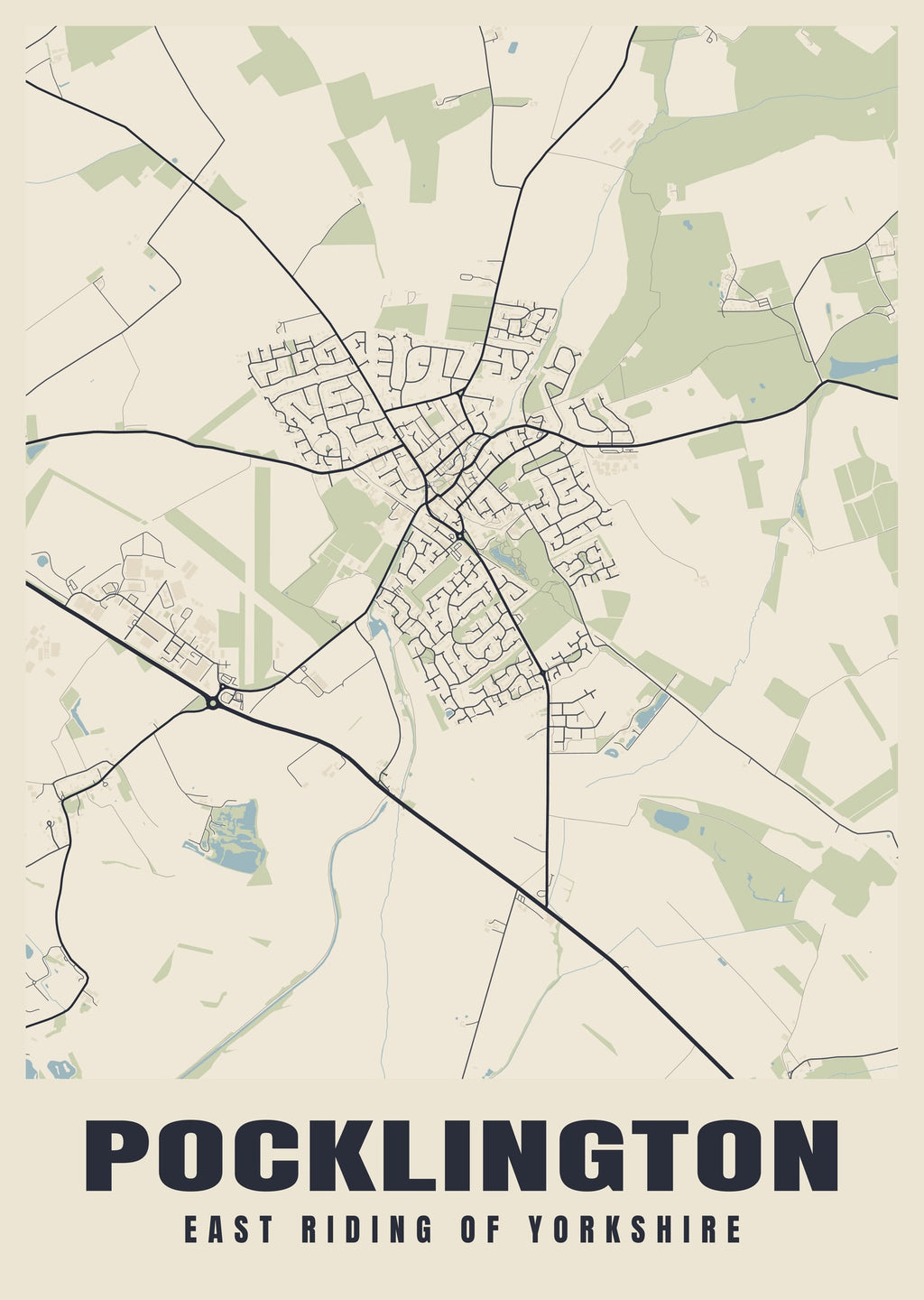 Street map poster of Pocklington, East Riding of Yorkshire