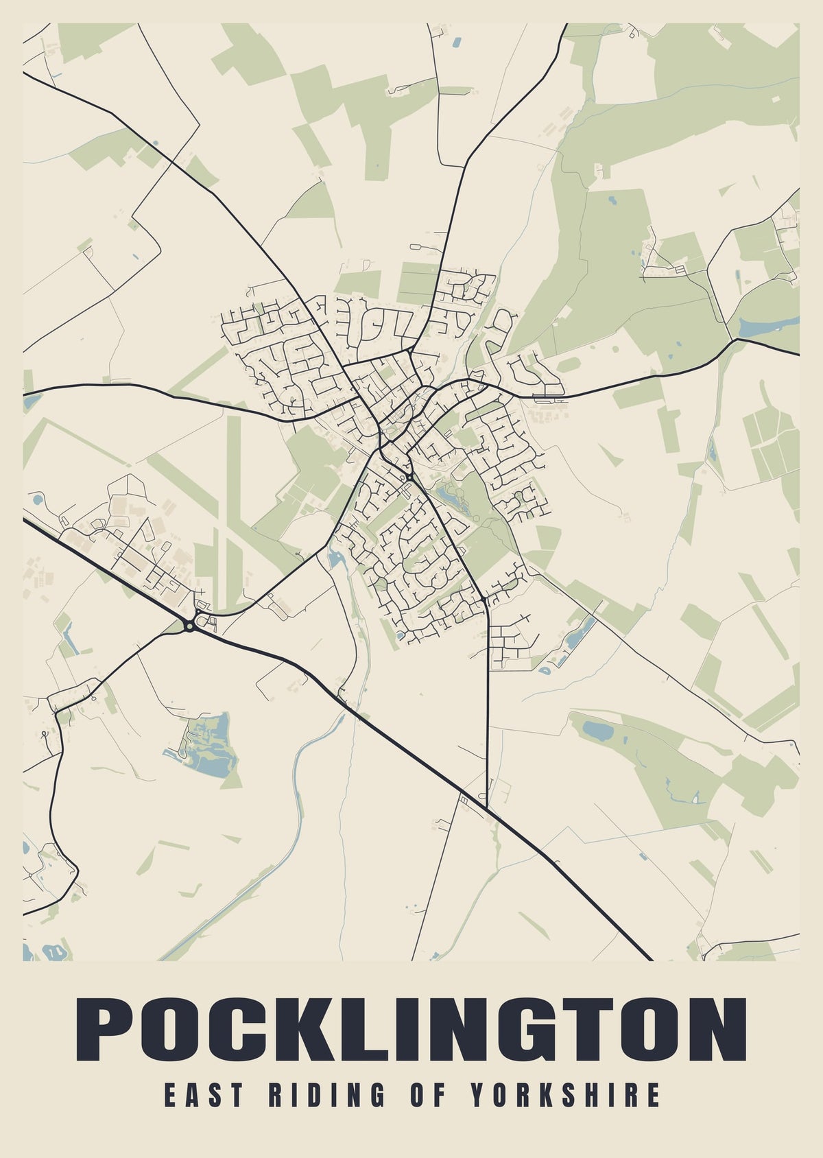 Street map poster of Pocklington, East Riding of Yorkshire