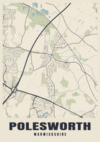 Street map poster of Polesworth, Warwickshire