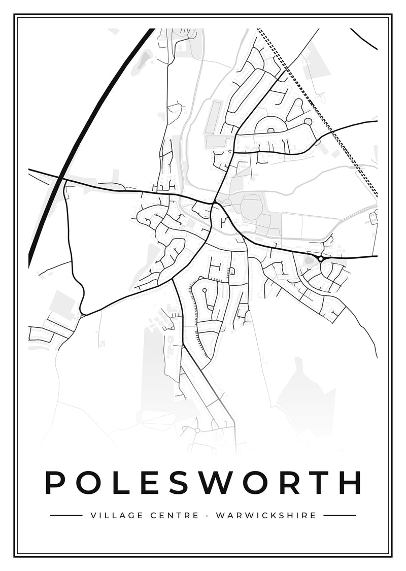 Polesworth Village Centre Street Map Poster